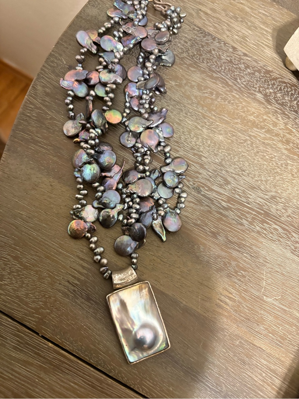 Iridescent Multi-Strand Fresh Water Pearl & Pendant Necklace - Picture 2 of 6